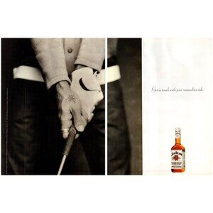 1996 Jim Beam Bourbon 2 Page Vintage Print Ad Golf Club Glove 90s Wall Art